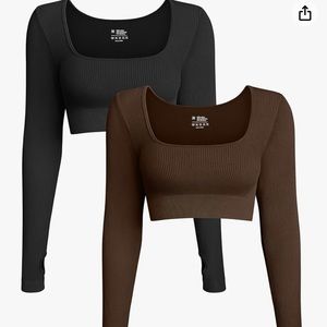 Amazon 2 Piece Seamless Long Sleeve Crop Tops